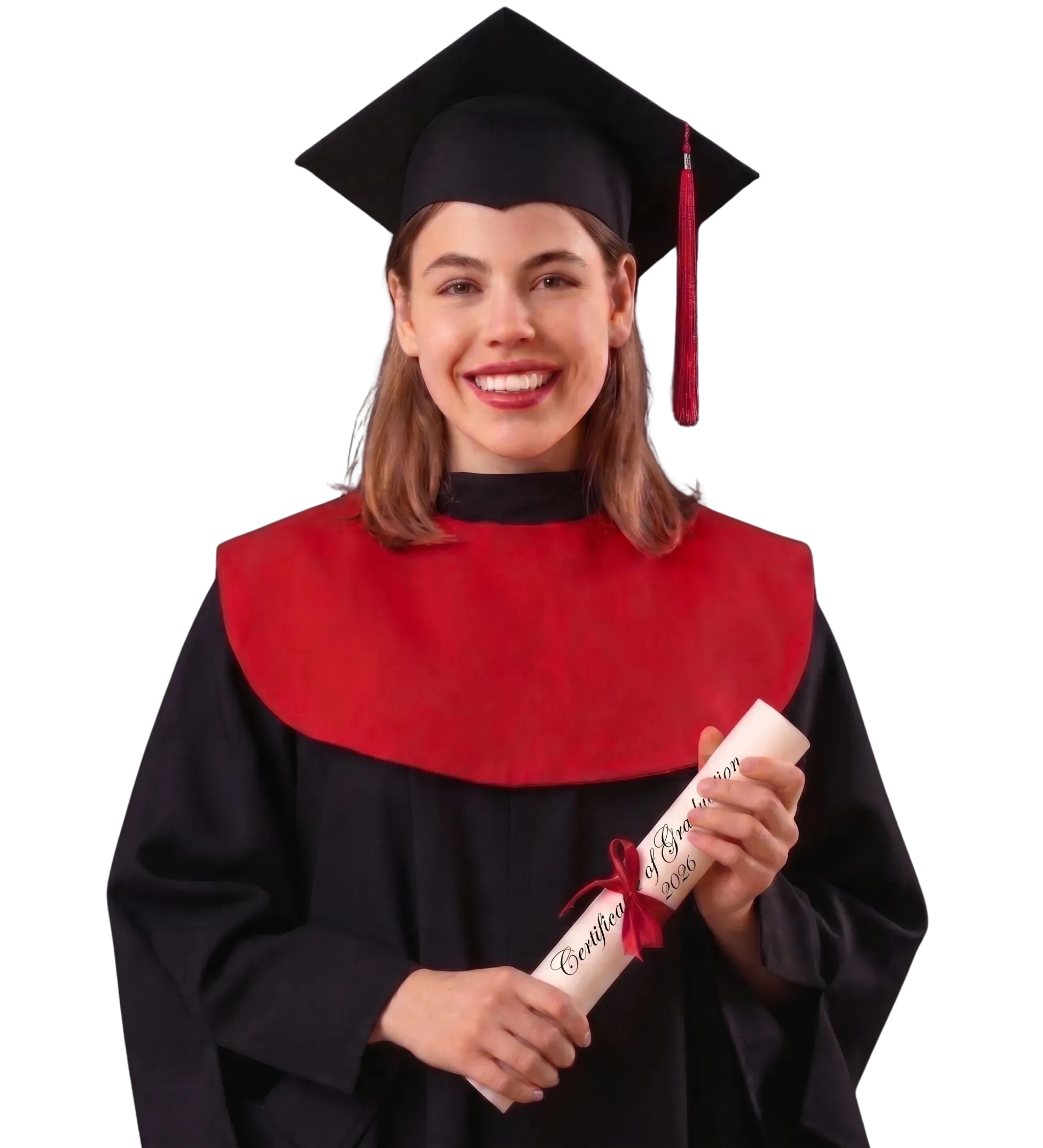 Graduada con bandera de Estados Unidos